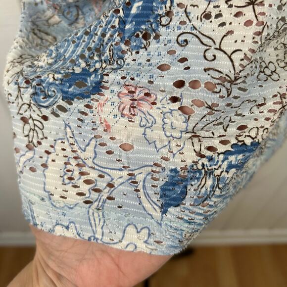 Women Vintage 1990s Milkmaid Short Sleeve Top Blue Fairy Streetwear Size Large - Picture 4 of 7